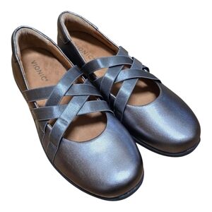 Vionic Serenity Leather Strappy Slip On Loafer Flats